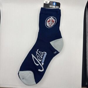 2 PAIR SET WINNIPEG JETS NHL HOCKEY LOGO TEAM 1/4 LENGTH SOCKS LARGE MENS 10-13